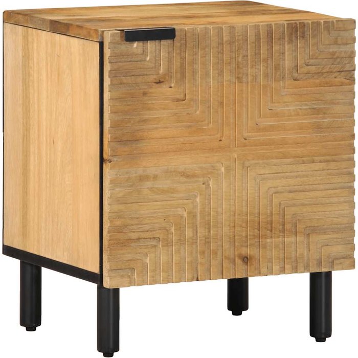 Mesita de noche marrón, 40x33x46 cm, madera maciza de mango. - pangivo