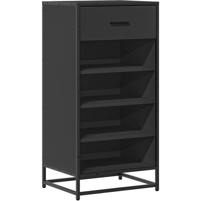 Mueble zapatero de madera de ingeniería negro 48x38x97,5 cm