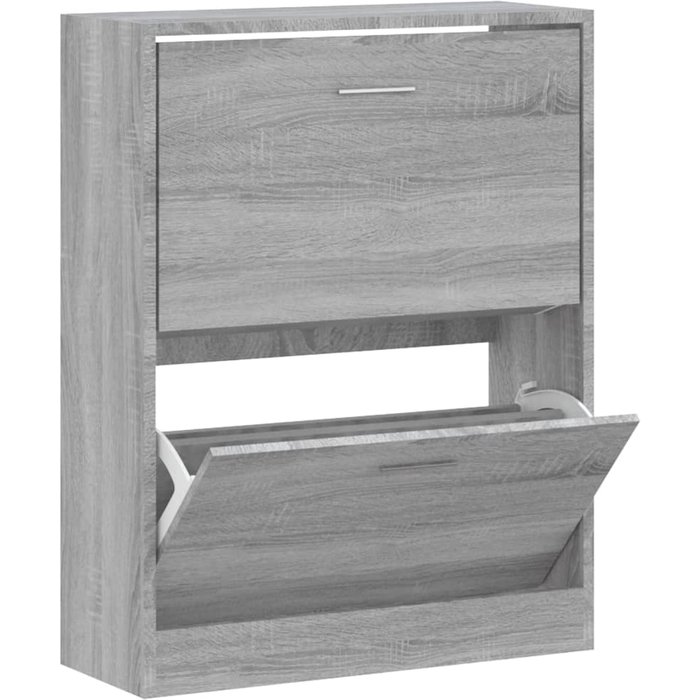 Mueble zapatero madera contrachapada gris sonoma 63x24x81 cm - comfortxl