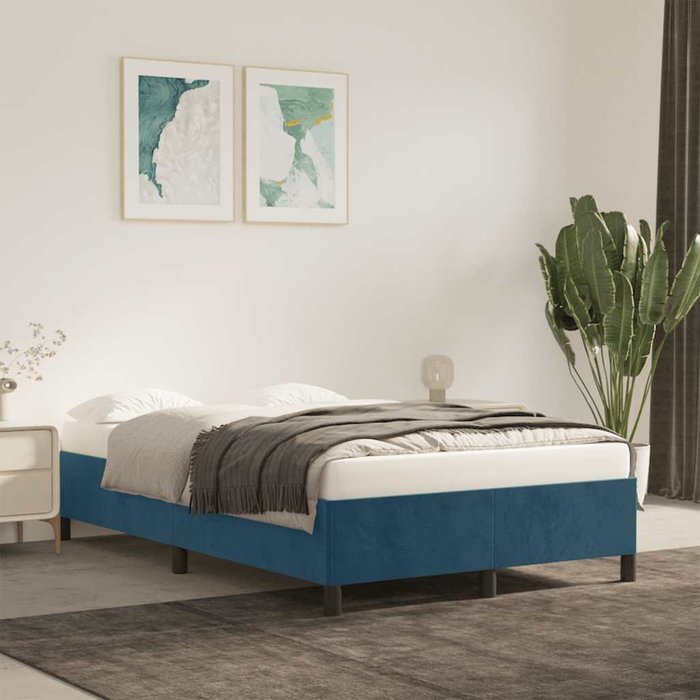 Estructura de cama sin colchón terciopelo azul oscuro 120x190cm vidaxl