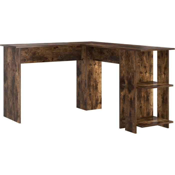 Escritorio de esquina marrón roble ahumado madera elaborada cfw72575