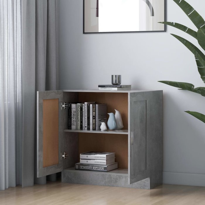 Armario de libros contrachapada gris hormigón 82,5x30,5x80 cm – comfortxl