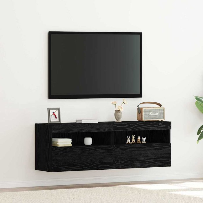 Mueble de tv de pared, roble negro, 60 x 30 x 40 cm, madera de ingeniería
