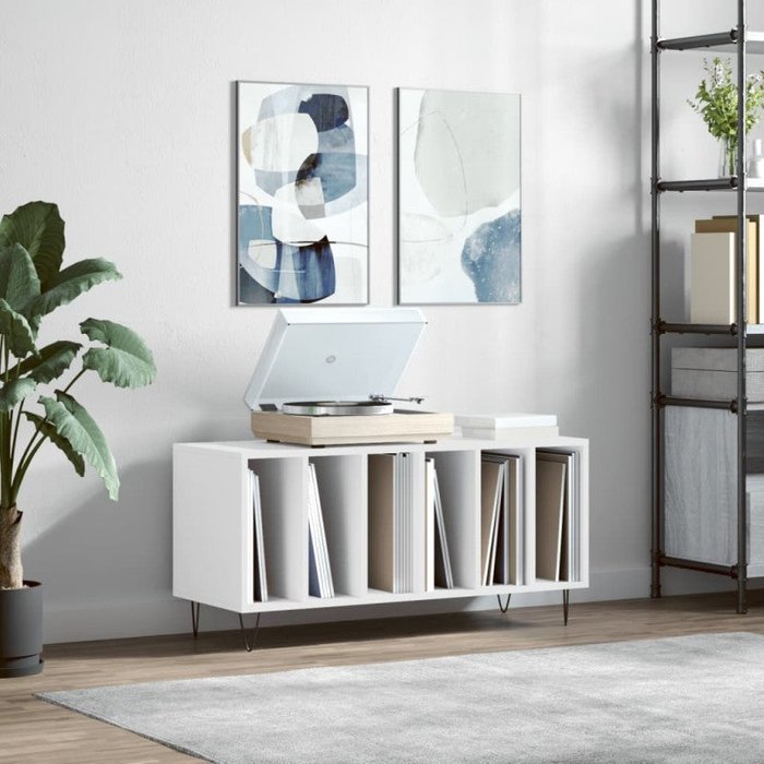 Mueble para discos madera contrachapada blanco 100x38x48 cm v7590 unico / blanco