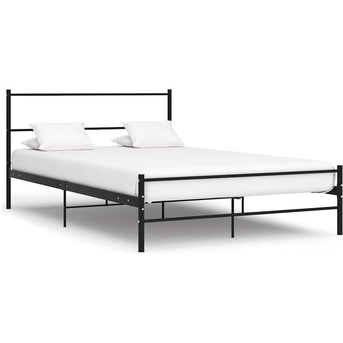 Estructura cama con cabecero sin colchón metal negro 140x200 cm