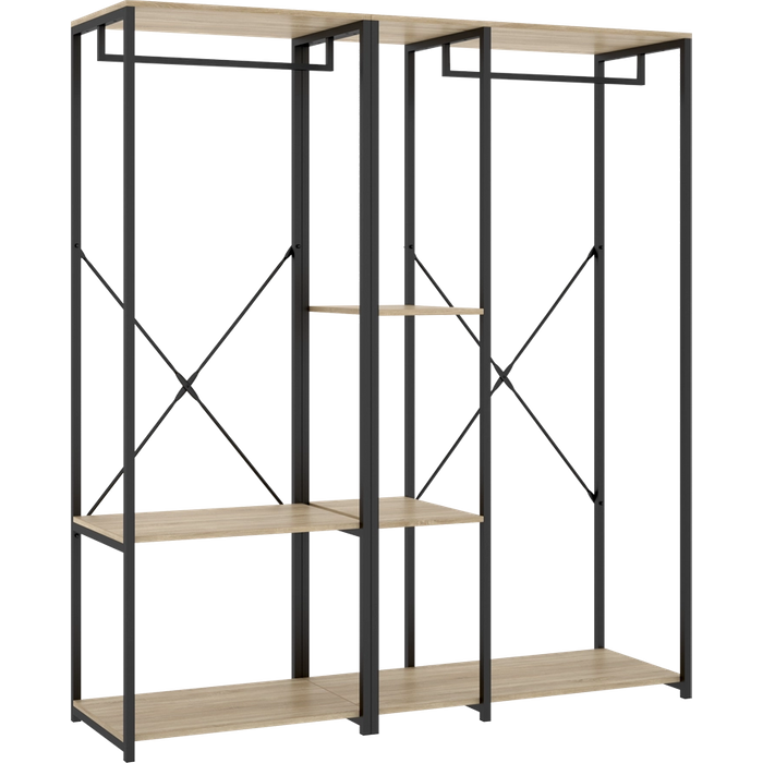 Armario vestidor metalico trok ancho 150cm - roble/metalico - homekit