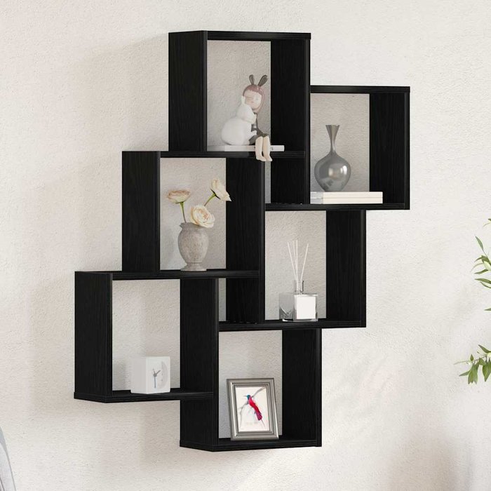 Maison exclusive - estante de pared con estante roble negro 78 x 15 x 93 cm
