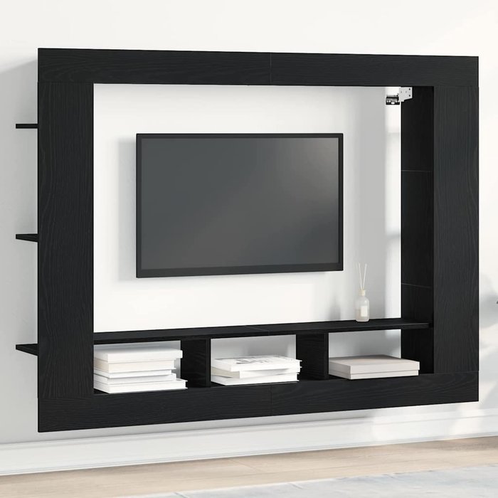 Gabinete de tv roble negro 152 x 22 x 113 cm vidaxl