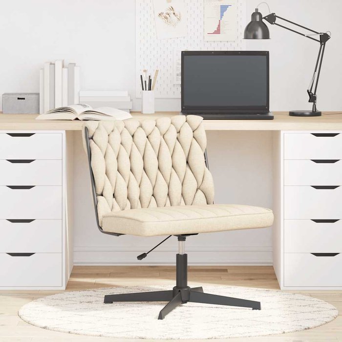 Silla de oficina giratoria de tela color crema