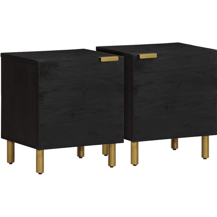 Mesitas de noche 2 uds madera maciza de mango negro 40x33x46 cm vidaxl