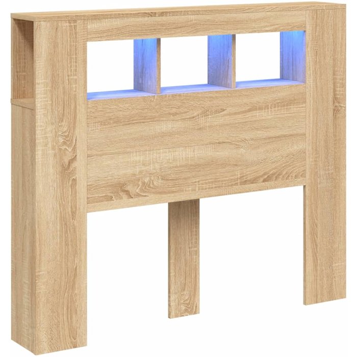 Cabecero led madera ingeniería roble sonoma 120x18,5x103,5 cm - comfortxl