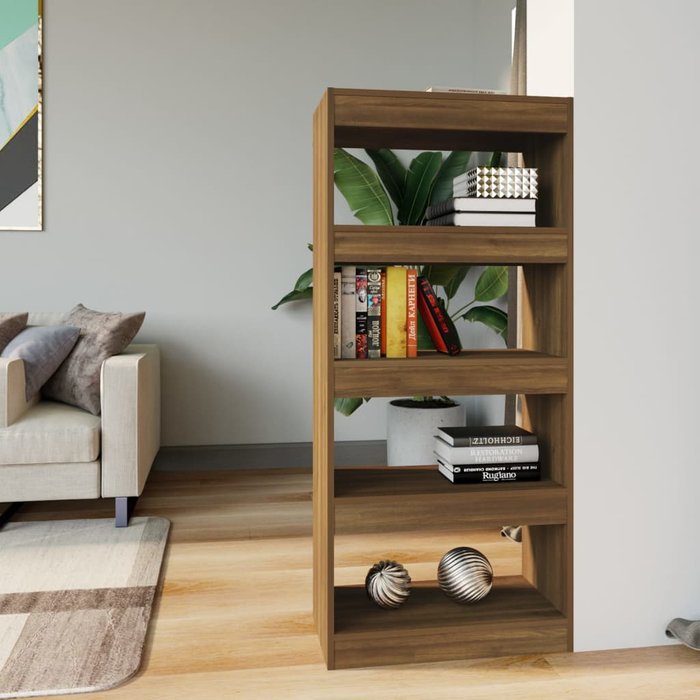 Librería/separador roble marrón 60x30x135cm madera contrachapada