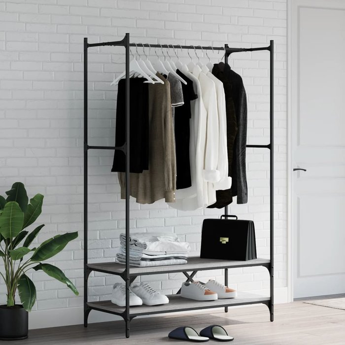 Maison exclusive - perchero con estantes madera de ingeniería sonoma gris