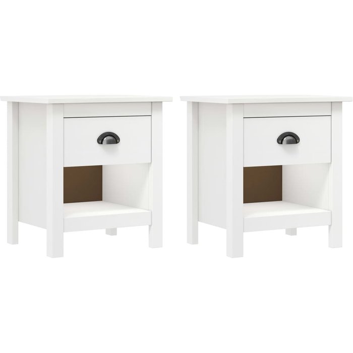 Mesitas de noche de 2 piezas, 46x35x49,5 cm, madera maciza de pino.