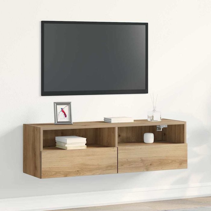 Mueble de tv de pared, roble artesanal, 100 x 30 x 30 cm