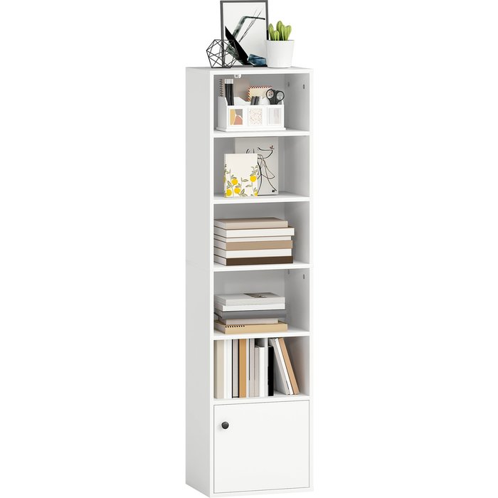 Estante para libros, librería de 6 niveles y 156 cm de altura - blanca