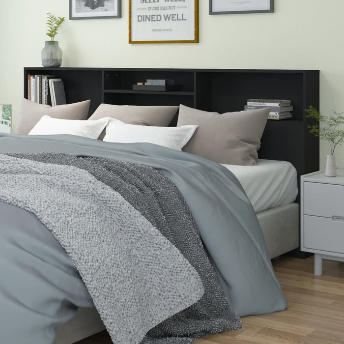 Mueble cabecero,armario cabecero,cabecero de cama negro 220x19x103,5 cm cfw89906