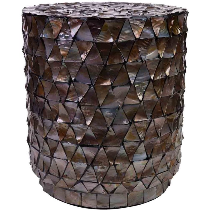 Mesa auxiliar de madera y madreperla marron d40x51/7