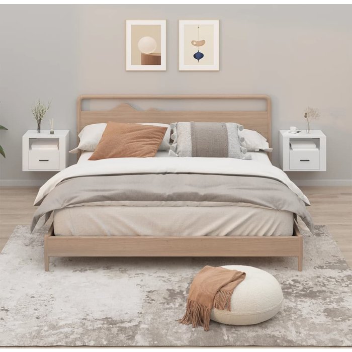 Mesitas de noche de pared 2 uds blanco 50x36x40 cm - comfortxl