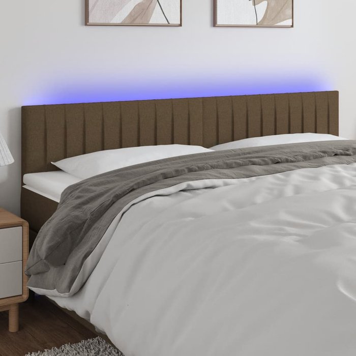 Maison exclusive - cabecero con led de tela marrón oscuro 160x5x78/88 cm