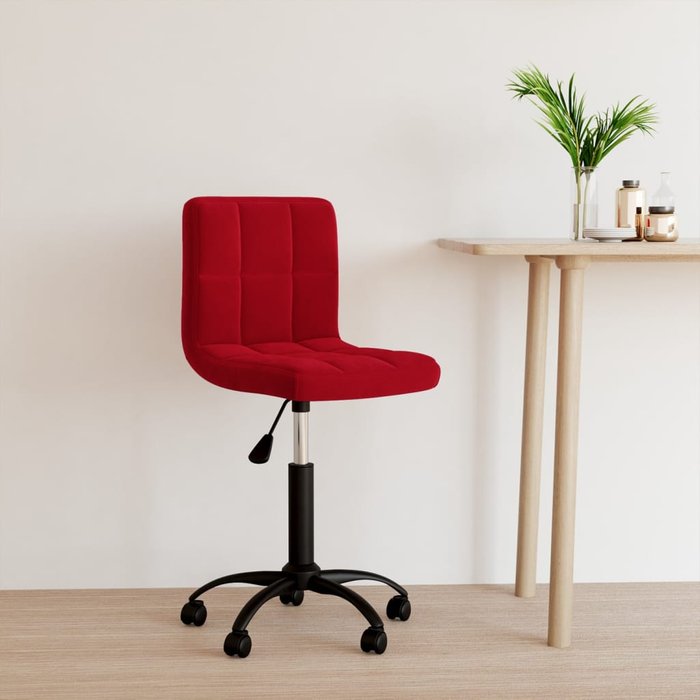 Silla de oficina giratoria terciopelo rojo burdeos