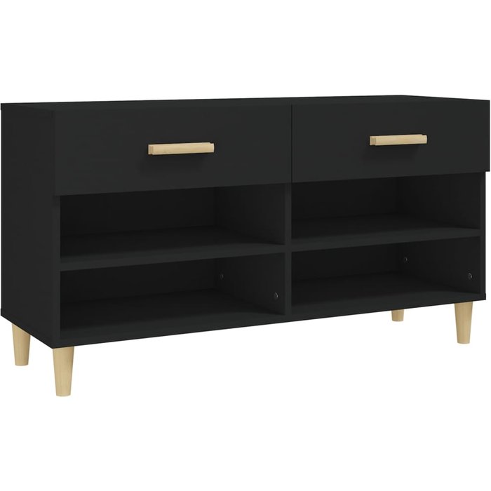 Mueble zapatero de madera contrachapada negro 102x35x55 cm - comfortxl