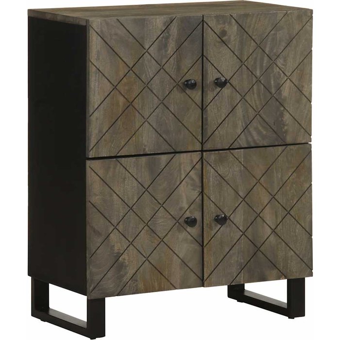 Aparador negro 60x33x75 cm madera maciza de mango