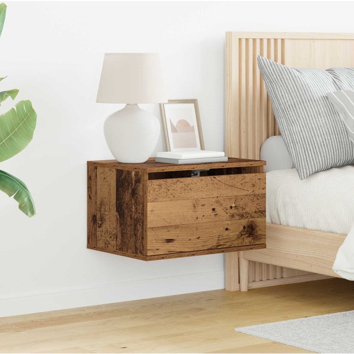 Maison exclusive - mesita de noche de pared con cajón 2 pcs madera vieja