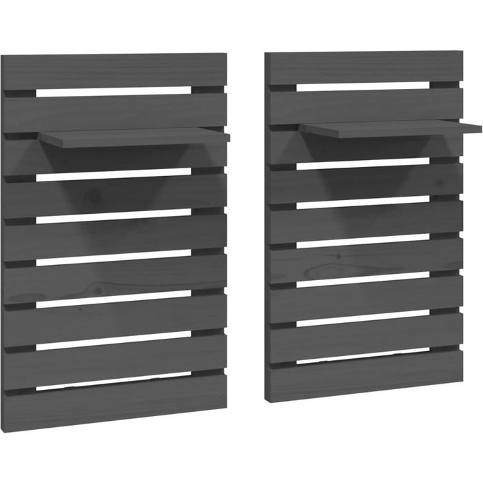 Estantes de pared 2 piezas madera maciza de pino gris - comfortxl