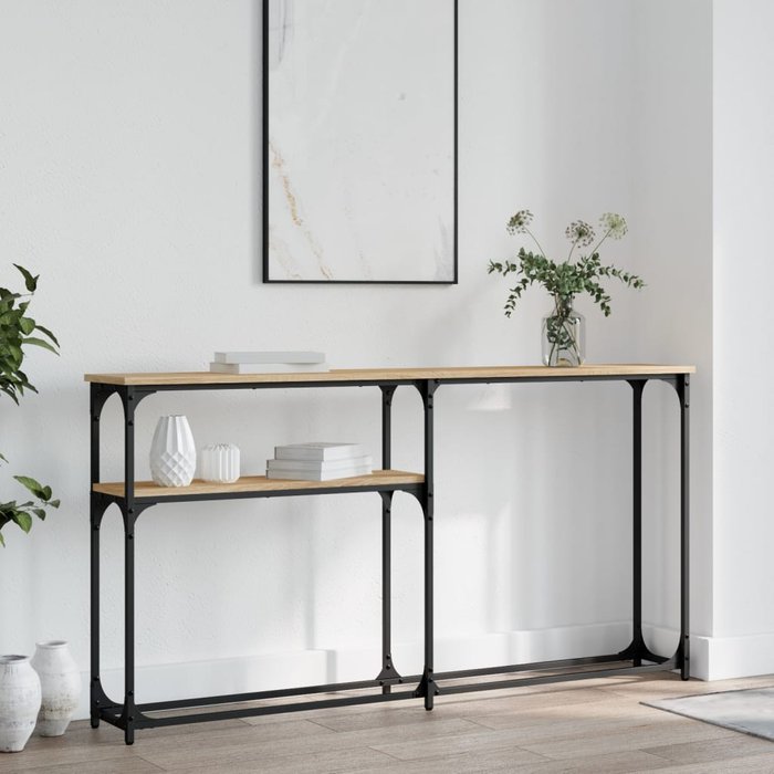 Mesa consola roble sonoma 145x22,5x75 cm madera contrachapada