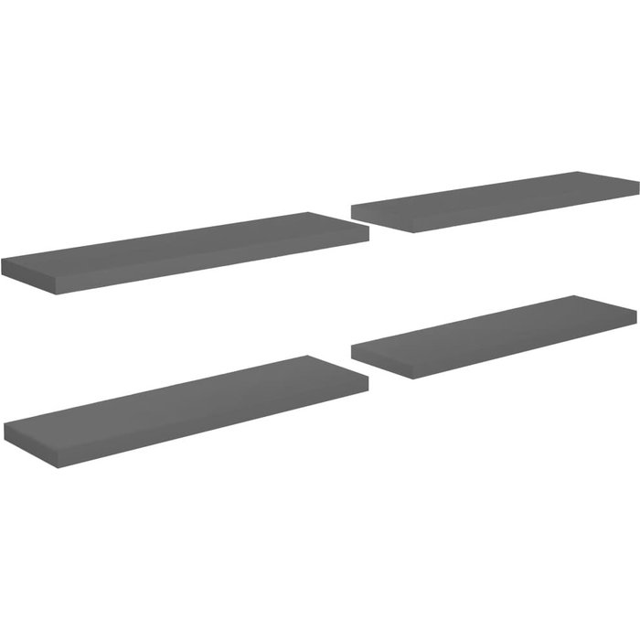 Estantes flotantes pared 4 uds mdf gris brillo 90x23,5x3,8 cm- comfortxl