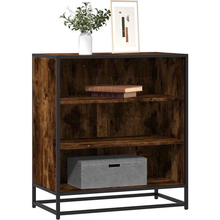 Aparador de roble ahumado 68x35x76 cm madera contrachapada y metal