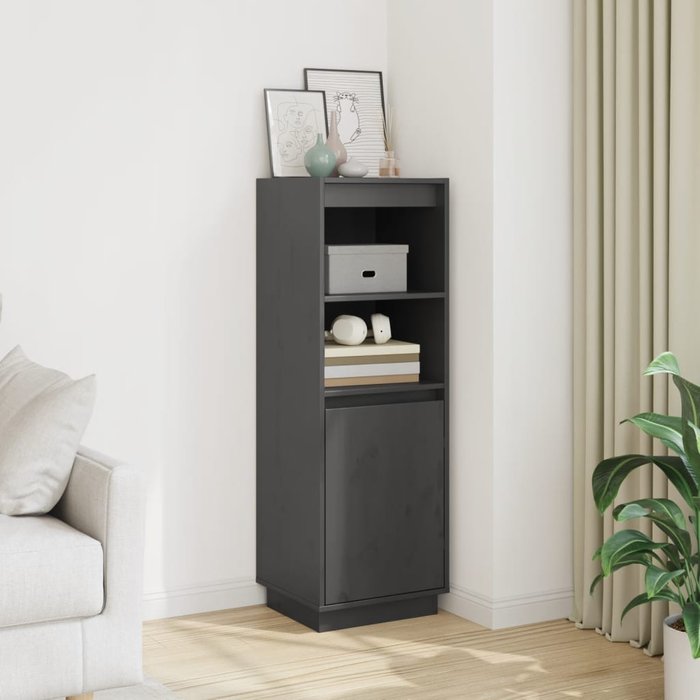 Maison exclusive - aparador alto de madera maciza de pino gris 37x34x110 cm