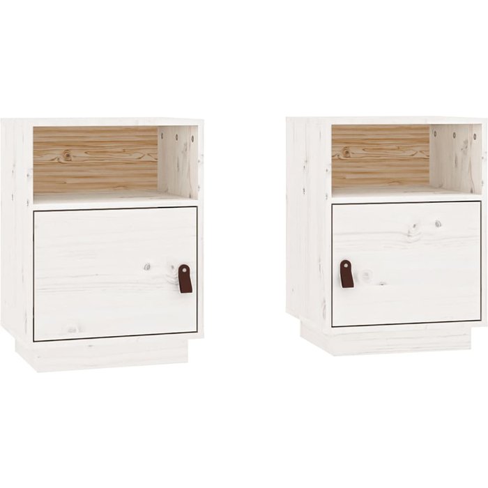 Mesitas de noche 2 uds madera maciza pino blanco 40x34x55 cm - comfortxl