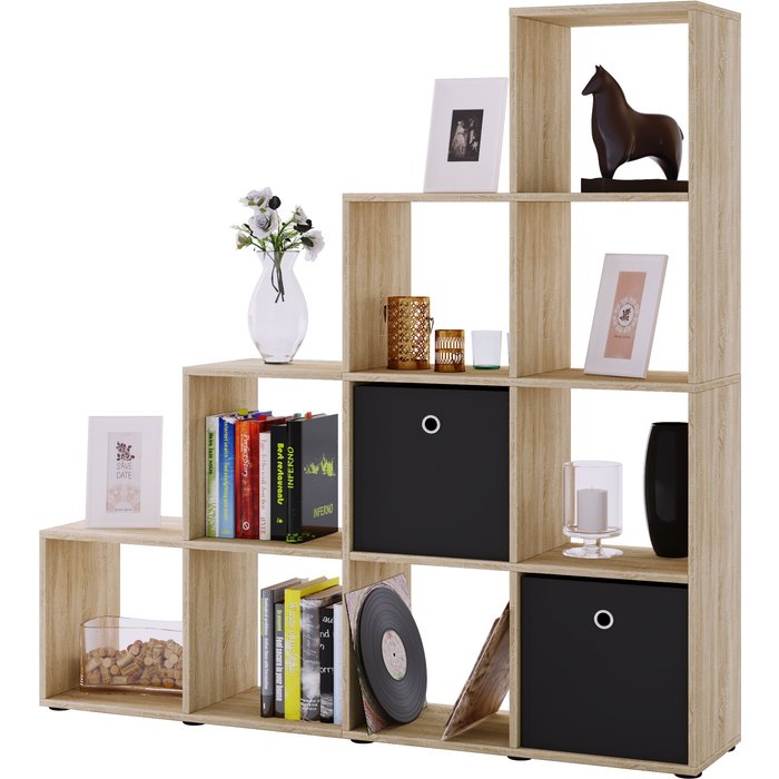 Vcm estantería napoli roble sonoma (sägerau) h. 139 x b. 143 x t. 29 cm