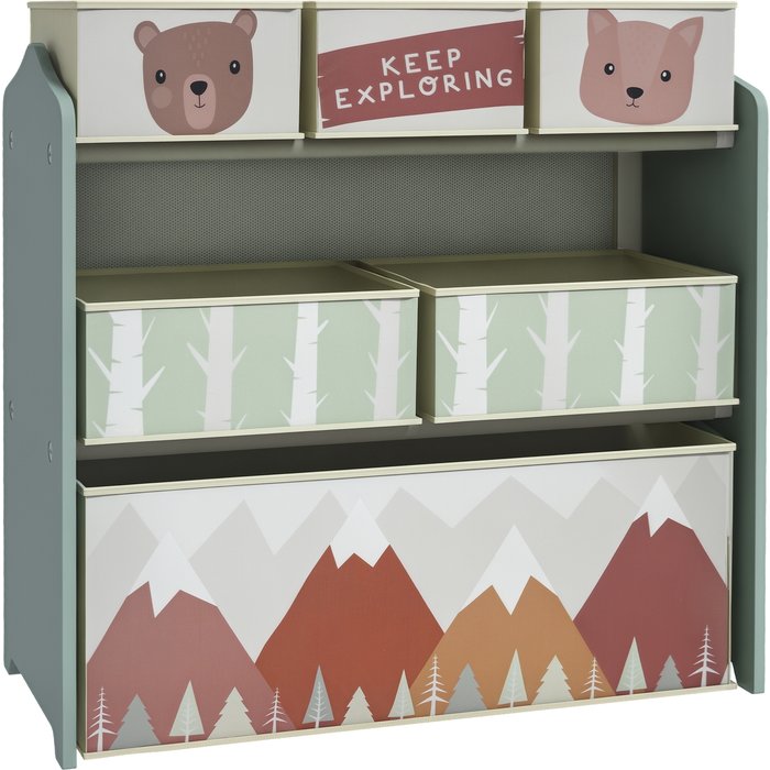 Armario infantil zonekiz con 6 cajas de tela, diseño bonito, 63x30x68 cm, verde