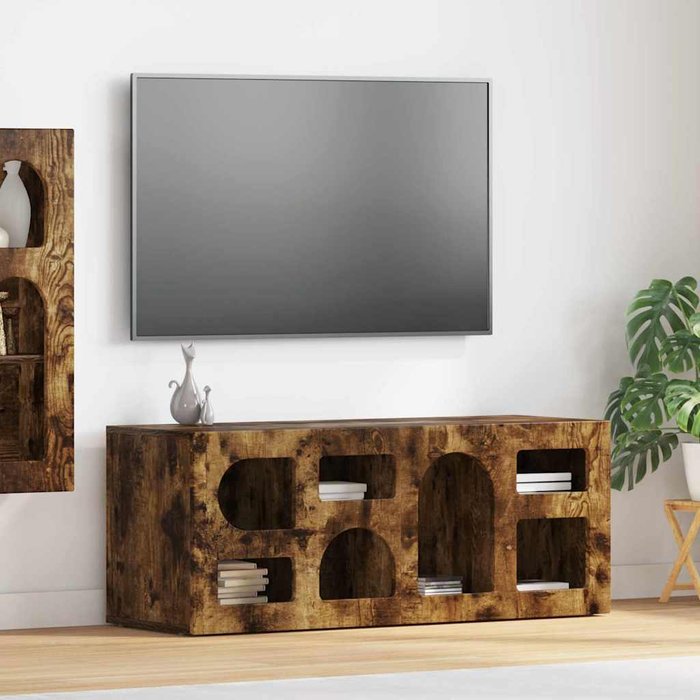 Mueble de tv de roble ahumado, 100 x 35 x 40 cm, madera de ingeniería