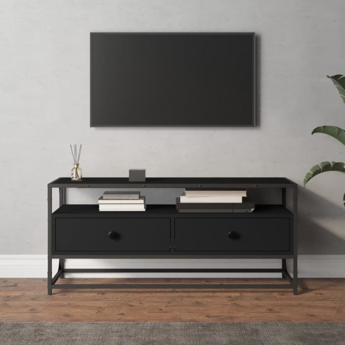 Mueble de tv madera contrachapada negro 100x35x45 cm v9483 unico / negro