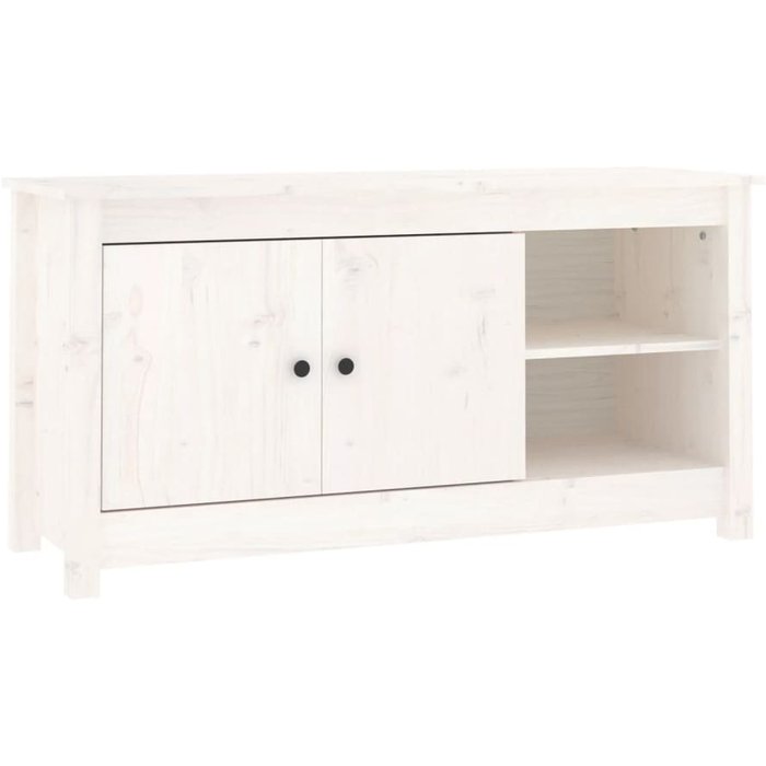 Mueble tv blanco 103x36,5x52 cm madera maciza de pino