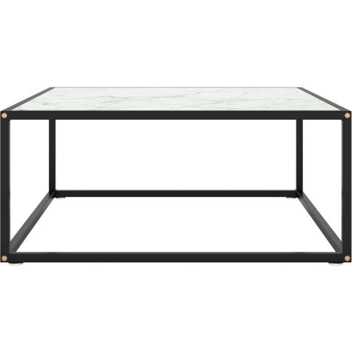 Mesa de centro negra con vidrio de mármol blanco 80x80x35 cm - comfortxl
