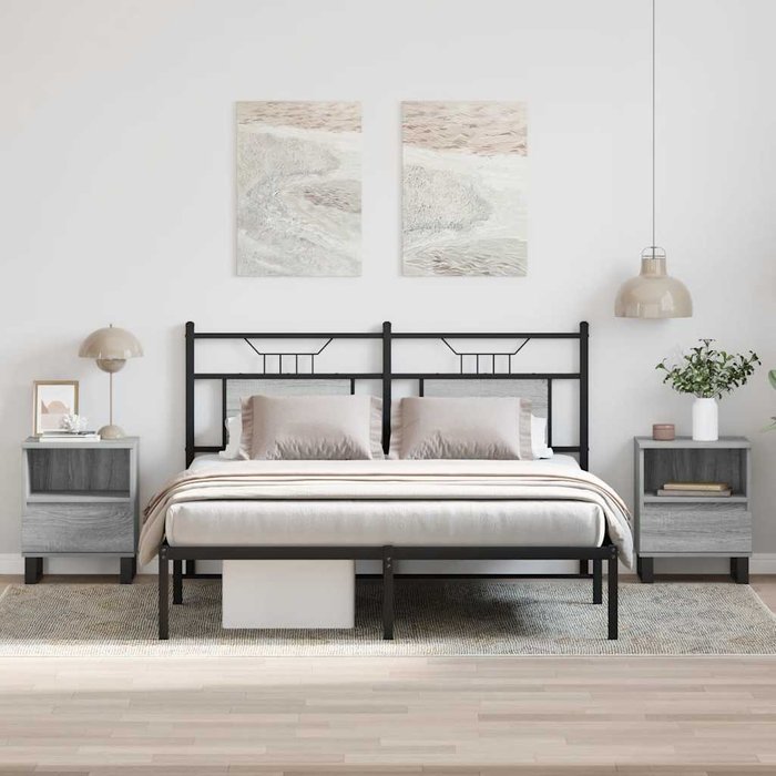 Mesita de noche 2 uds madera ingeniería gris sonoma 40x35x50 cm vidaxl