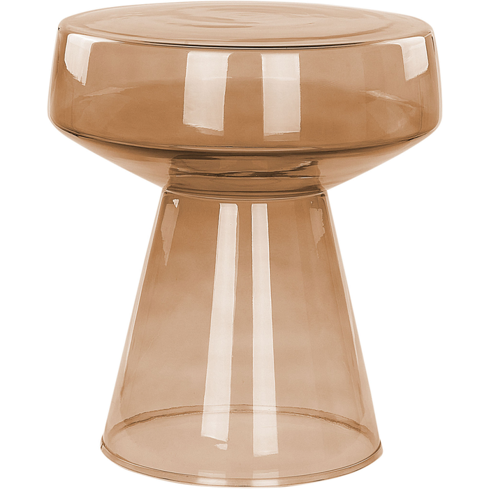 Beliani mesa auxiliar laguna vidrio marrón dorado