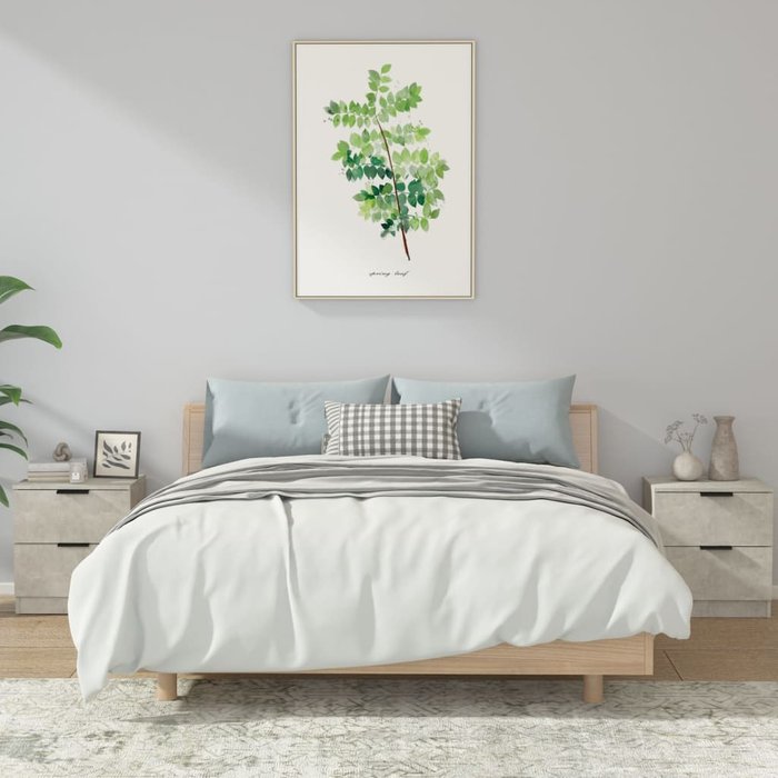 Mesitas de noche de 2 piezas, gris hormigón, madera de ingeniería