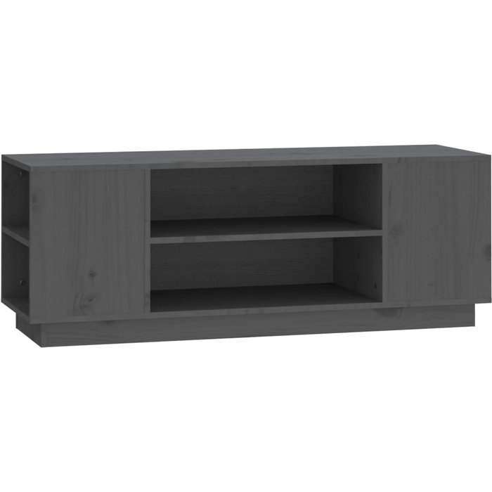 Mueble tv gris 110x35x40,5 cm madera maciza de pino