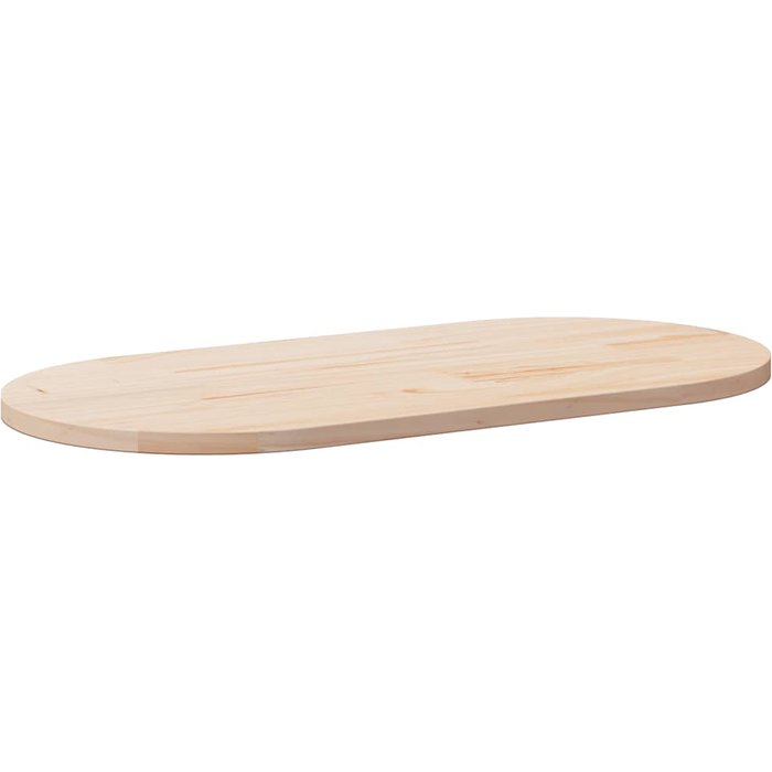 Tablero de mesa ovalado de madera maciza de pino de 100x50x2,5 cm