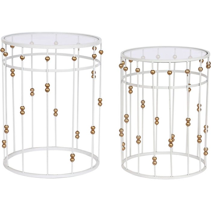 Juego de 2 mesas home esprit blanco dorado 42 x 42 x 55 cm