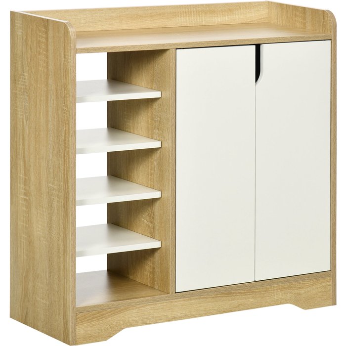 Zapatero moderno 2 puertas 13 pares madera blanco 80x30x80cm