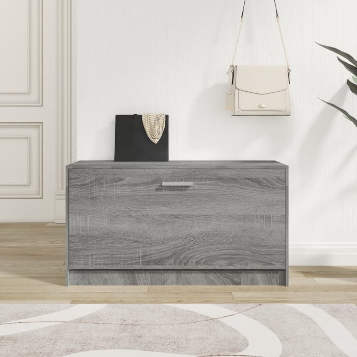 Banco zapatero sonoma gris 80x24x45 cm madera contrachapada