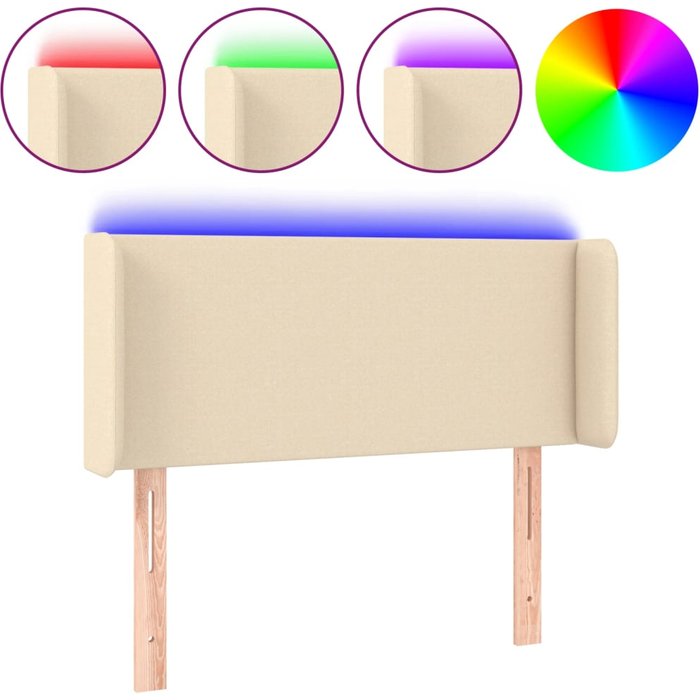 Cabecero cama - mueble cabecero con led de tela crema 93x16x78/88 cm