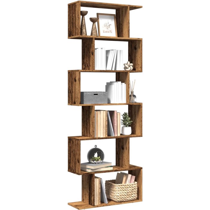 Estante separador de ambientes con 6 niveles madera vieja 70x24x193cm.